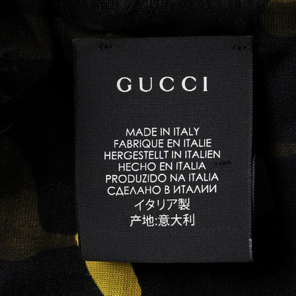 Gucci Modal Silk GG Writers Shawl Black Yellow 5 of 7