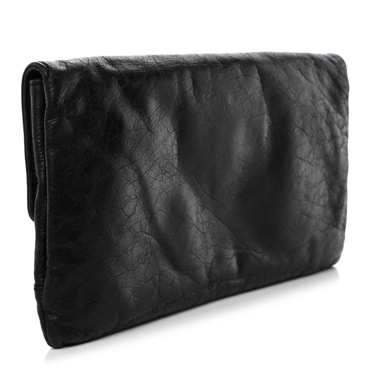 Agneau Giant 12 Silver Hardware Envelope Clutch Black