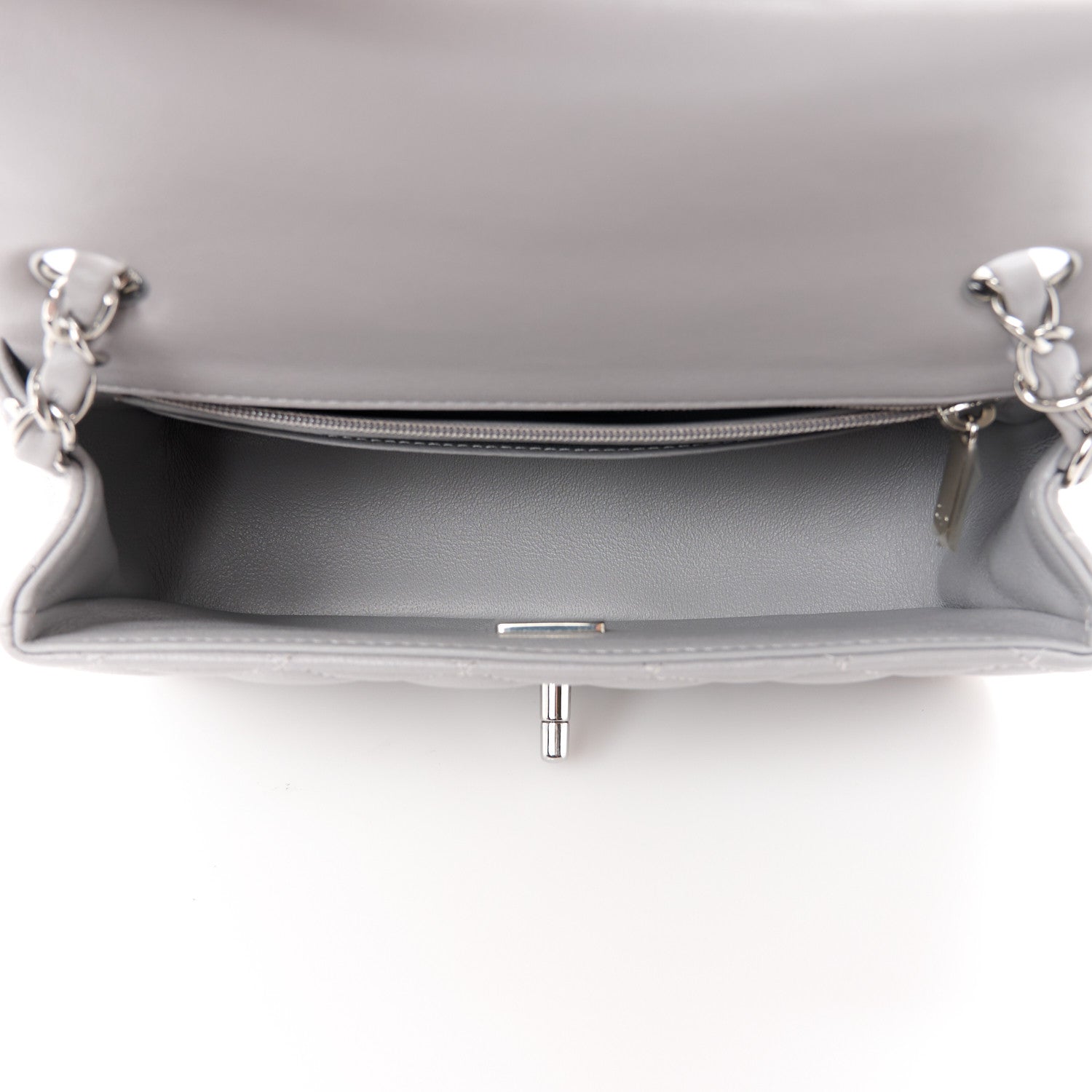 Chanel Lambskin Quilted Mini Rectangular Flap Grey 5 of 12