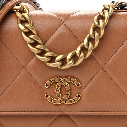Chanel Lambskin Quilted Chanel 19 Wallet On Chain WOC Brown 9 of 14