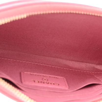 Chanel Sheepskin Quilted Mademoiselle Vintage Zip Pouch Red Pink 5 of 10