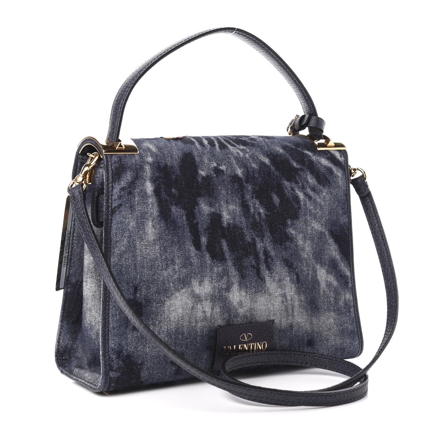 Valentino Garavani Denim Butterfly Embroidered Small My Rockstud Frame Bag Blue 3 of 9