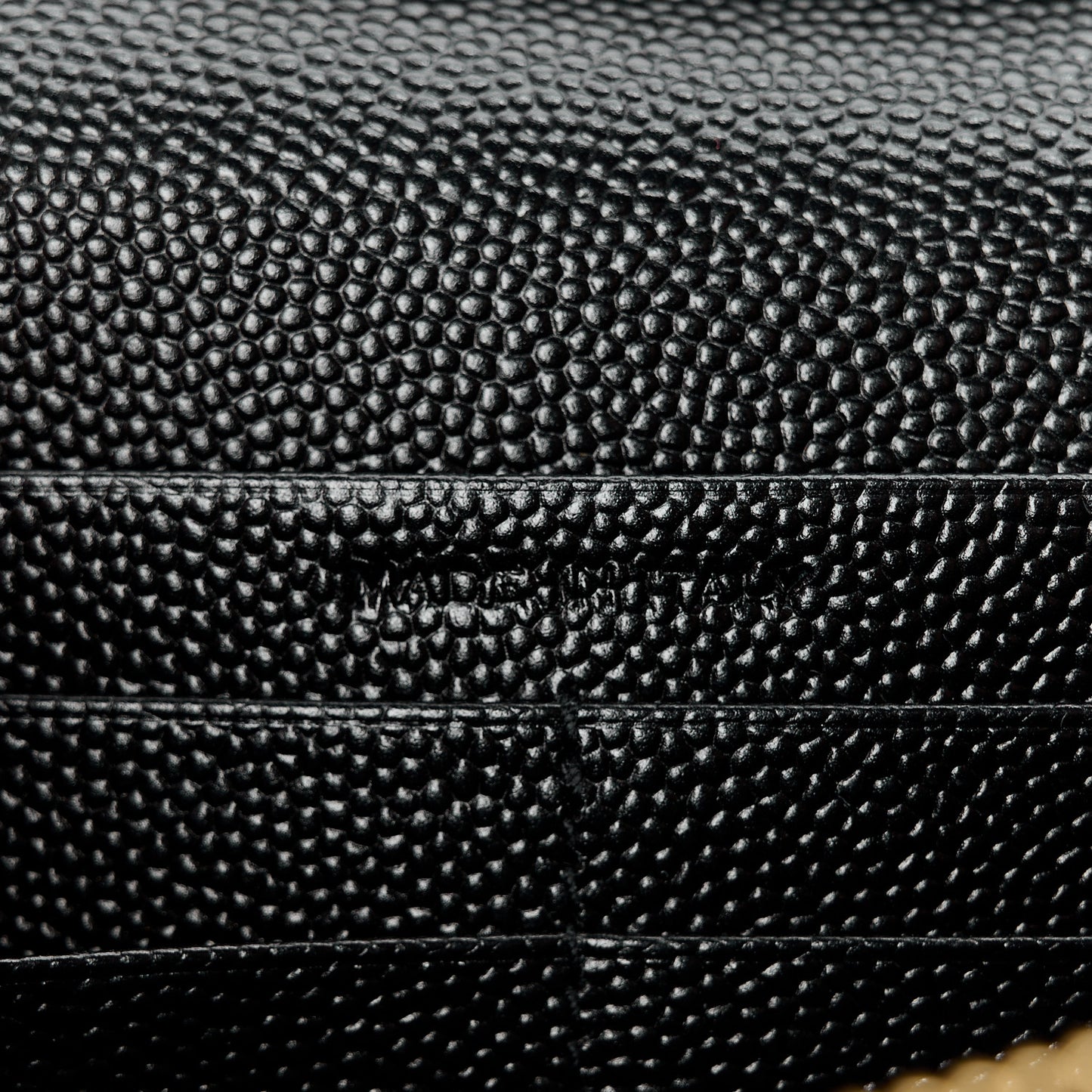 Grain De Poudre Matelasse Chevron Monogram Envelope Chain Wallet Black