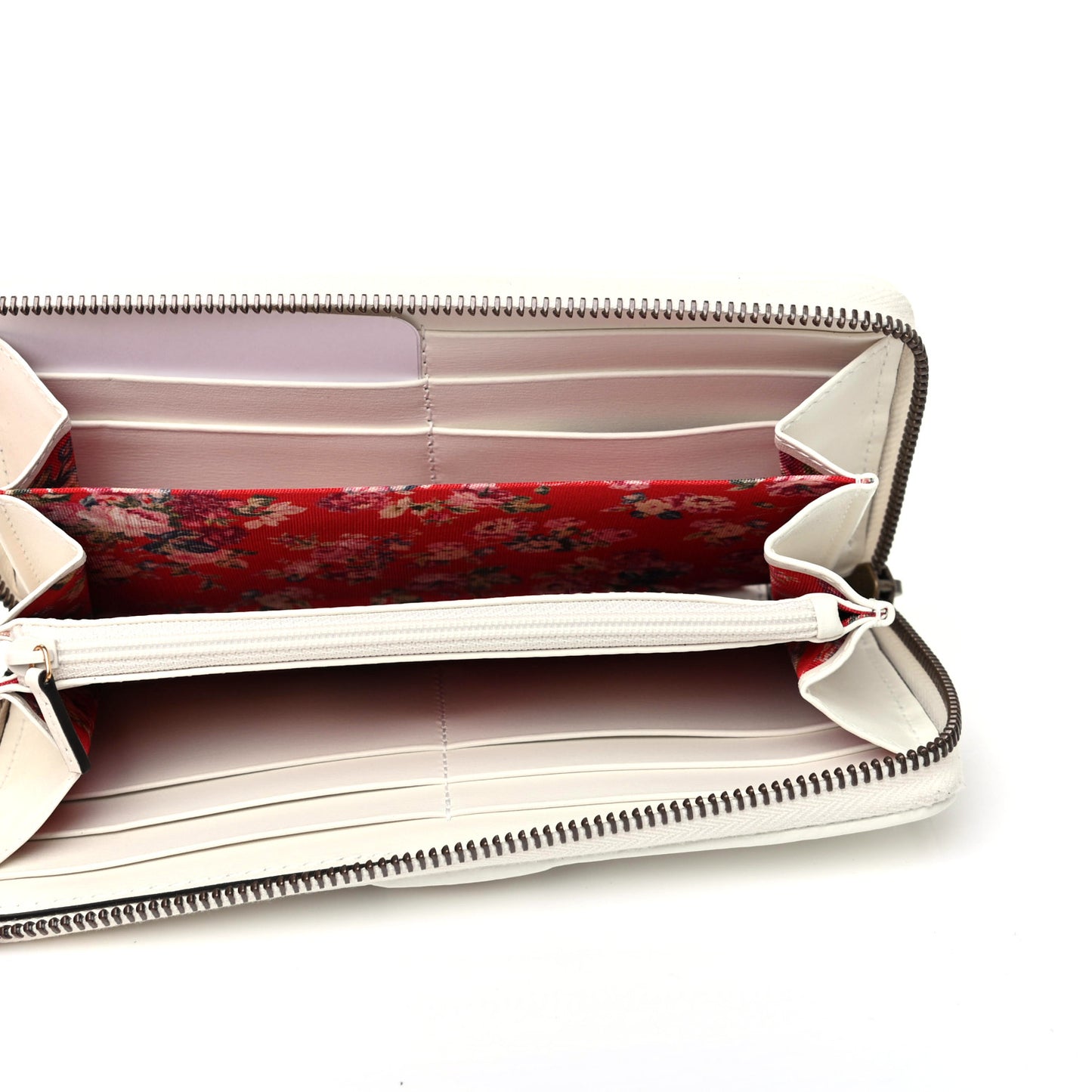 Calfskin Web Trapuntata GG Zip Around Wallet Off White