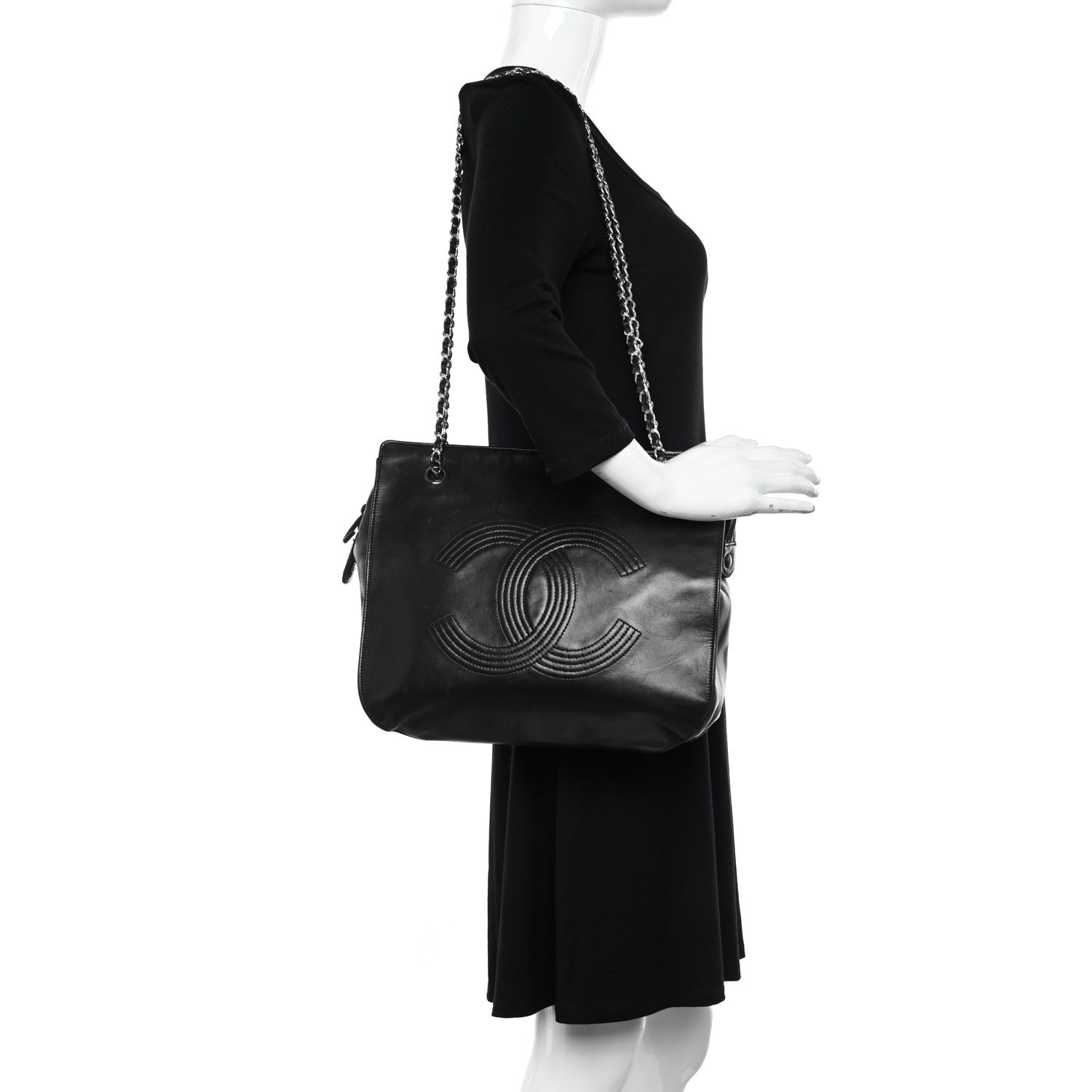 Chanel Lambskin CC Tote Black 2 of 12
