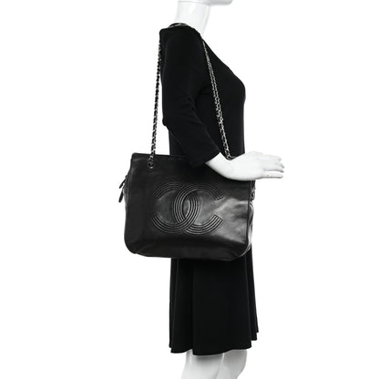 Chanel Lambskin CC Tote Black 2 of 12