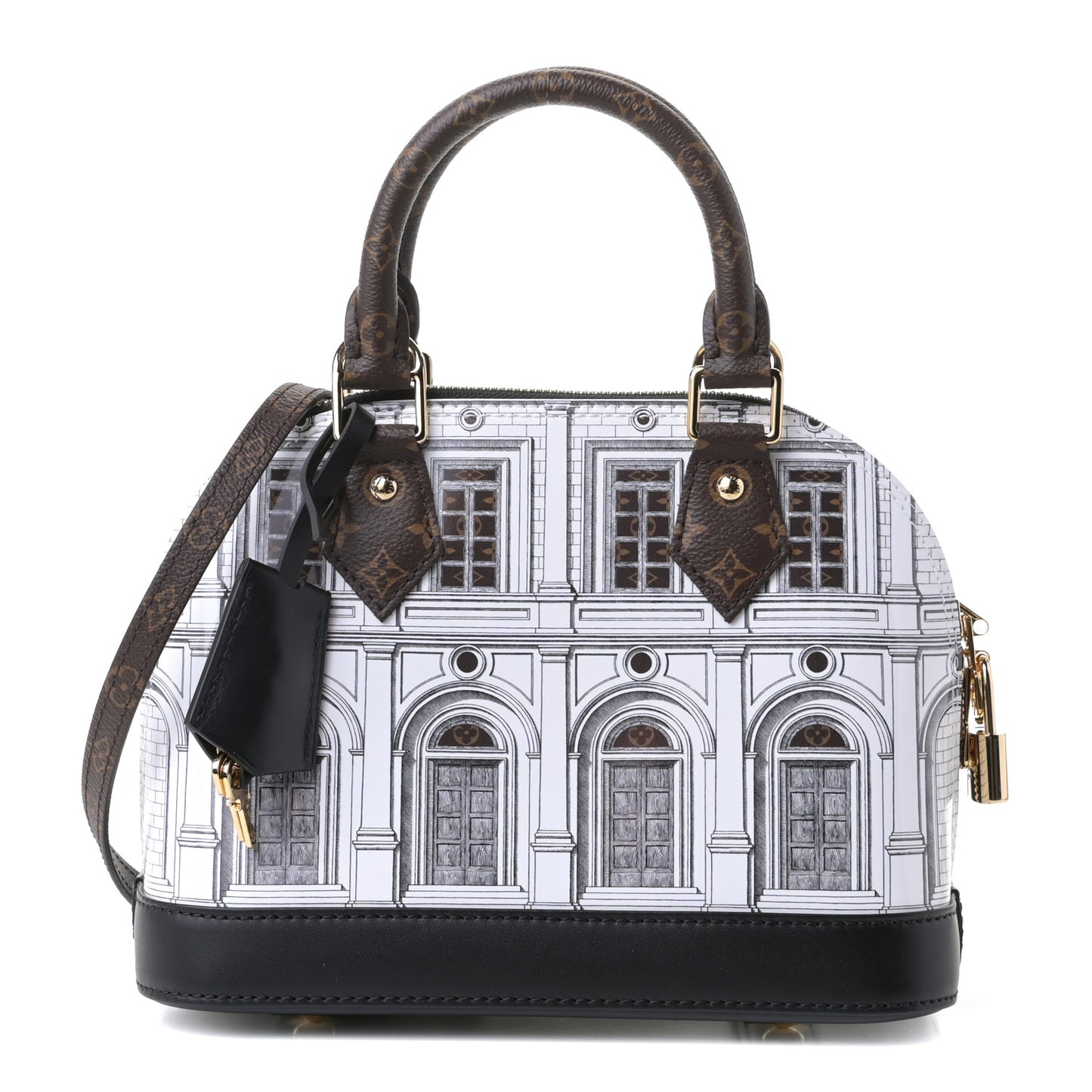 X FORNASETTI Calfskin Architettura Alma BB Black White