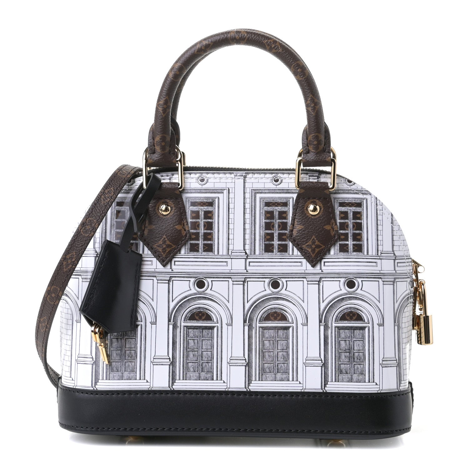 Louis Vuitton X FORNASETTI Calfskin Architettura Alma BB Black White 1 of 4