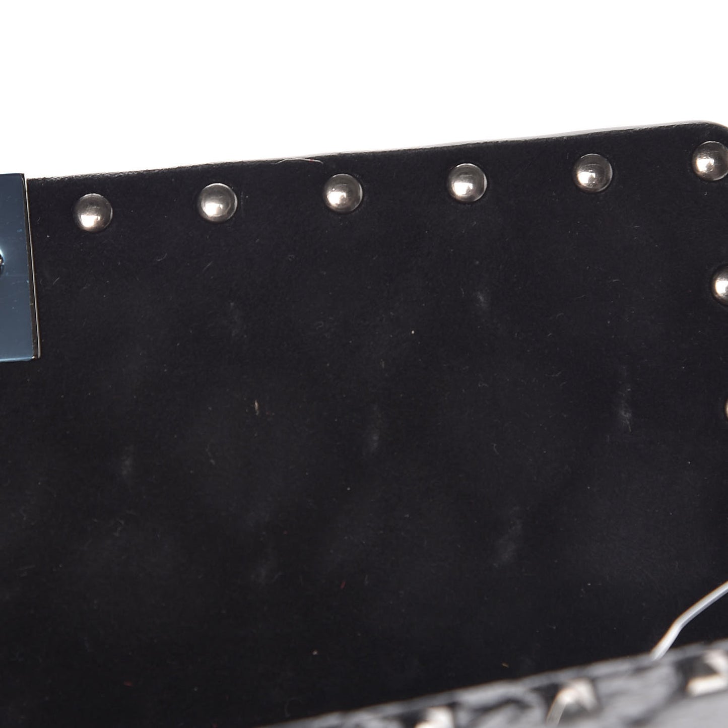 Craquele Nappa Rockstud Spike Wallet on Chain Black