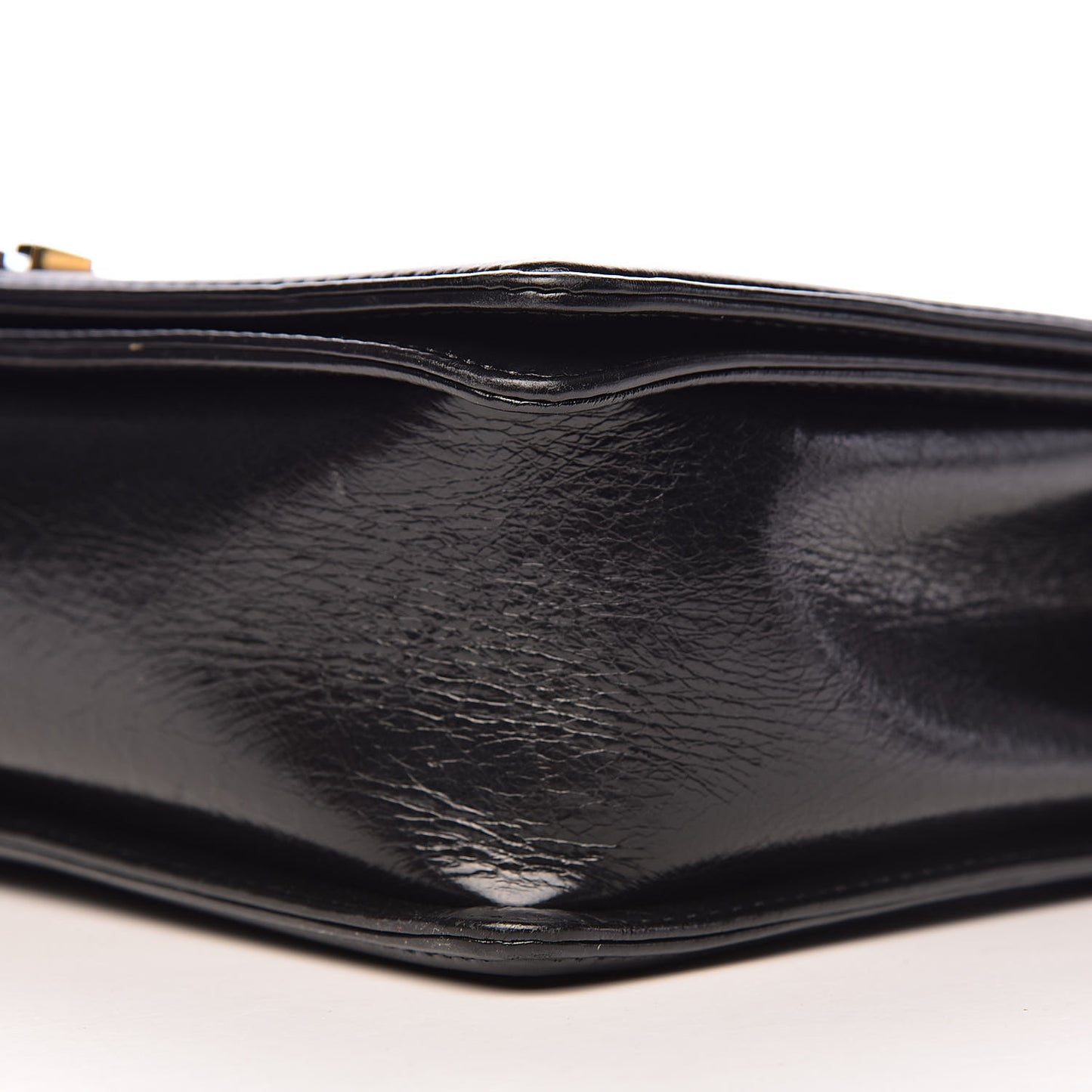 Aged Glazed Calfskin Quilted Large Boy Flap Black