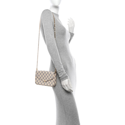 Louis Vuitton Damier Azur Pochette Felicie Chain Wallet Rose Ballerine 2 of 18