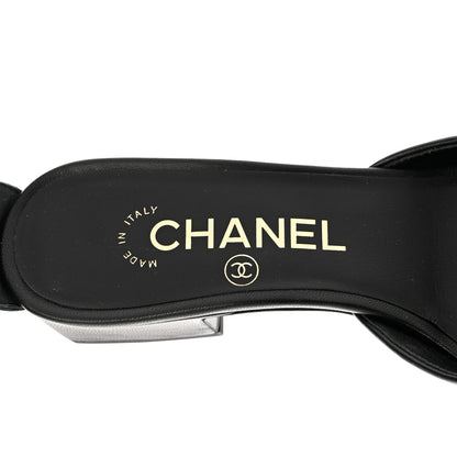 Chanel Lambskin Grosgrain Cap Toe Logo Ankle Strap Pumps 35 Black 7 of 11