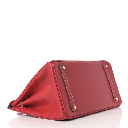 Hermes Epsom Candy Birkin 35 Rouge Casaque Bleu Thalassa 4 of 16