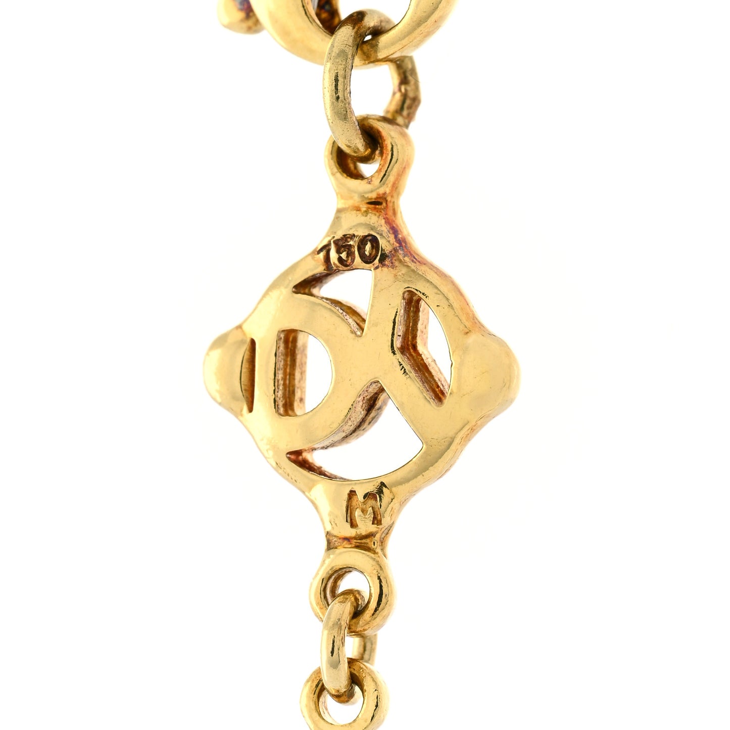 18K Yellow Gold Amethyst Garnet Logo Chain Necklace