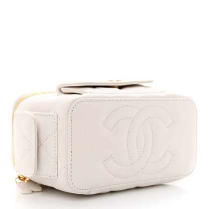Chanel Caviar Quilted Polly Pocket East West Top Vanity With Chain White 4 of 11