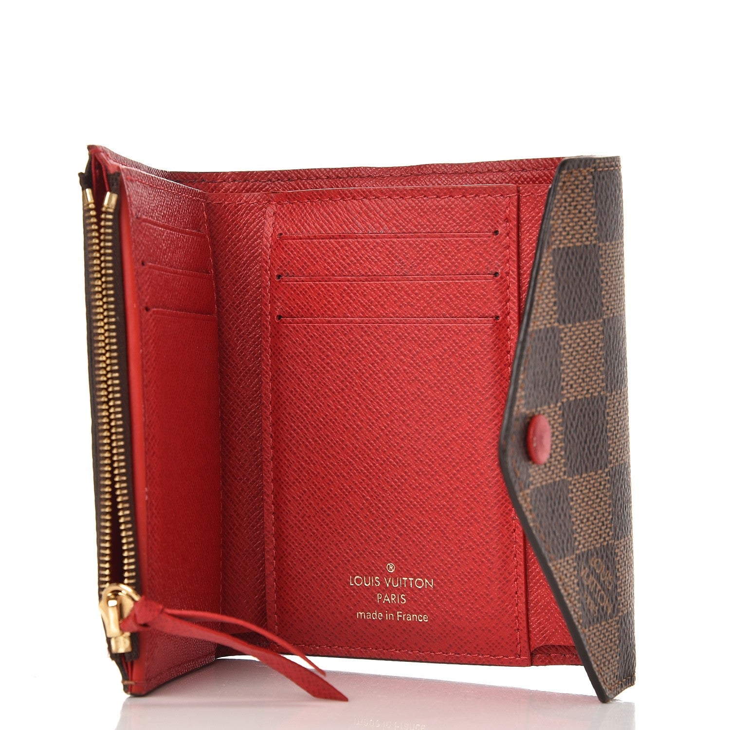 Louis Vuitton Damier Ebene Victorine Wallet Red 5 of 10
