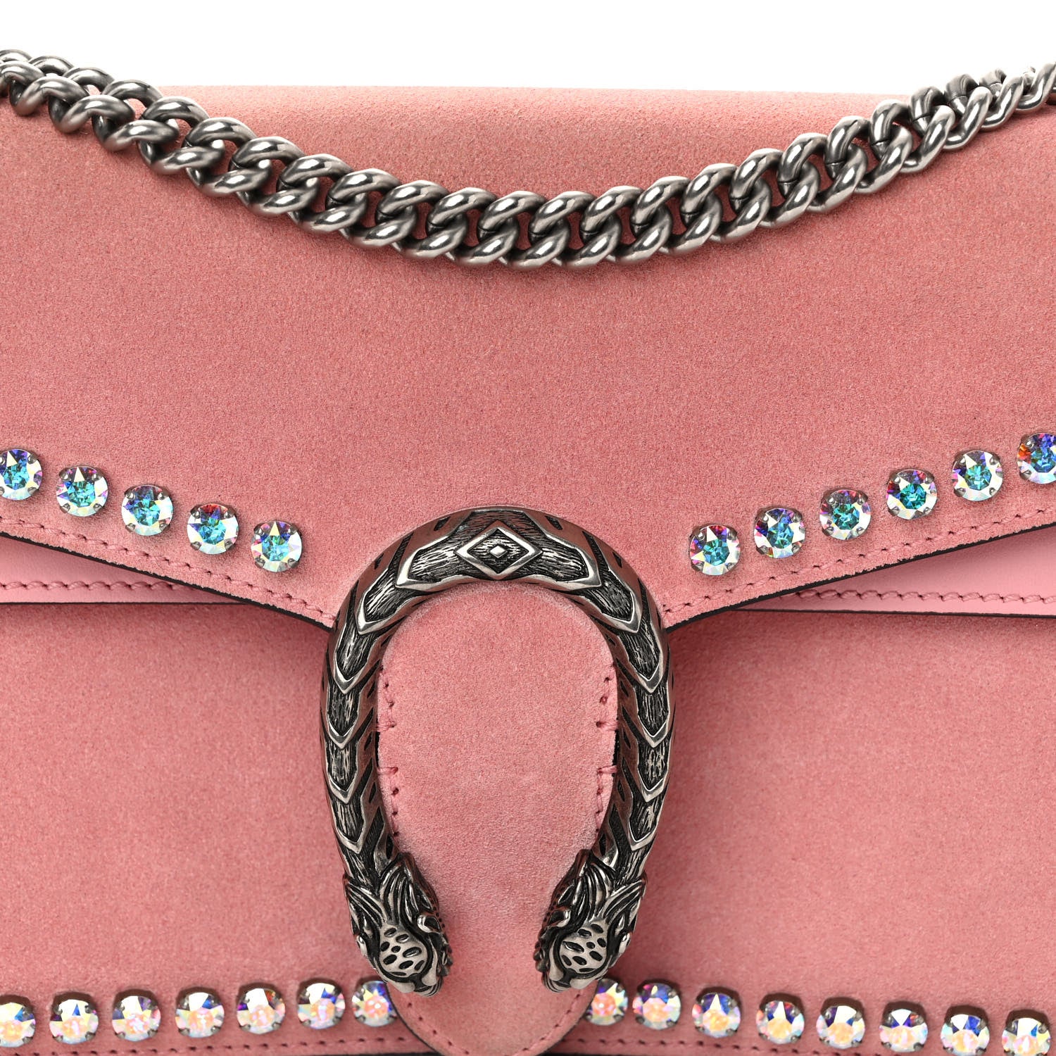 Gucci Suede Crystal Small Dionysus Shoulder Bag Peonia 8 of 14