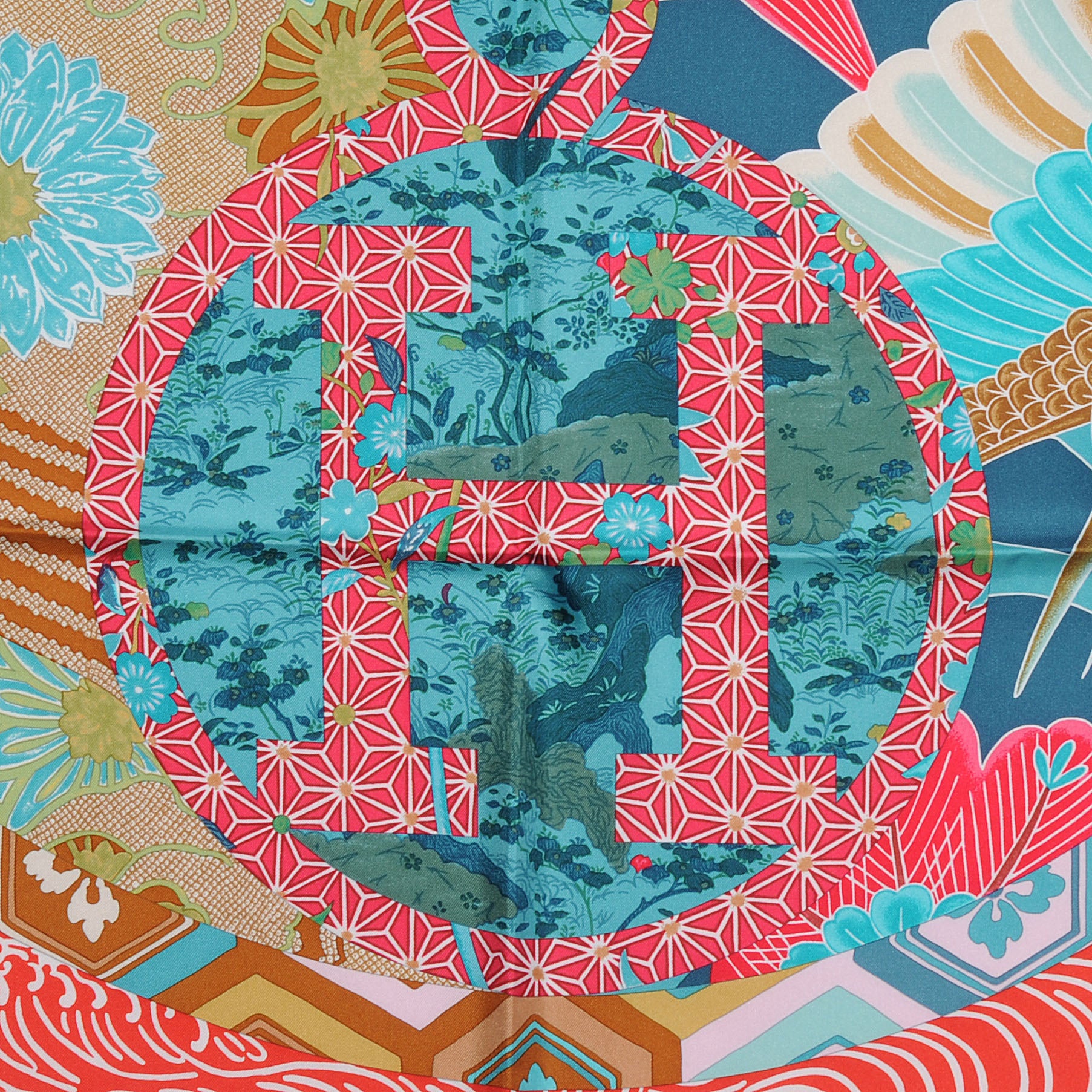 Hermes Silk Ex Libris En Monogram Kimonos Scarf 90 1 of 4