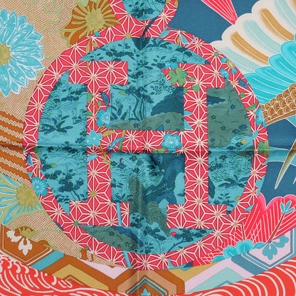 Hermes Silk Ex Libris En Monogram Kimonos Scarf 90 1 of 4
