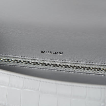 Balenciaga Shiny Calfskin Crocodile Embossed Medium Hourglass Top Handle Bag Balenciaga Grey 7 of 15