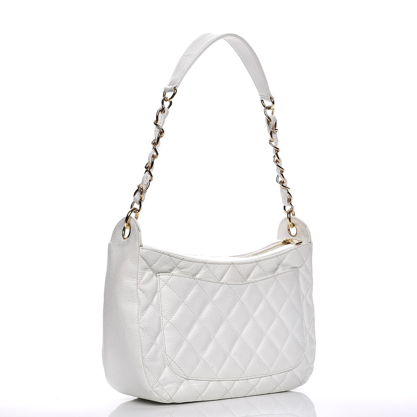 Caviar Quilted Hobo White