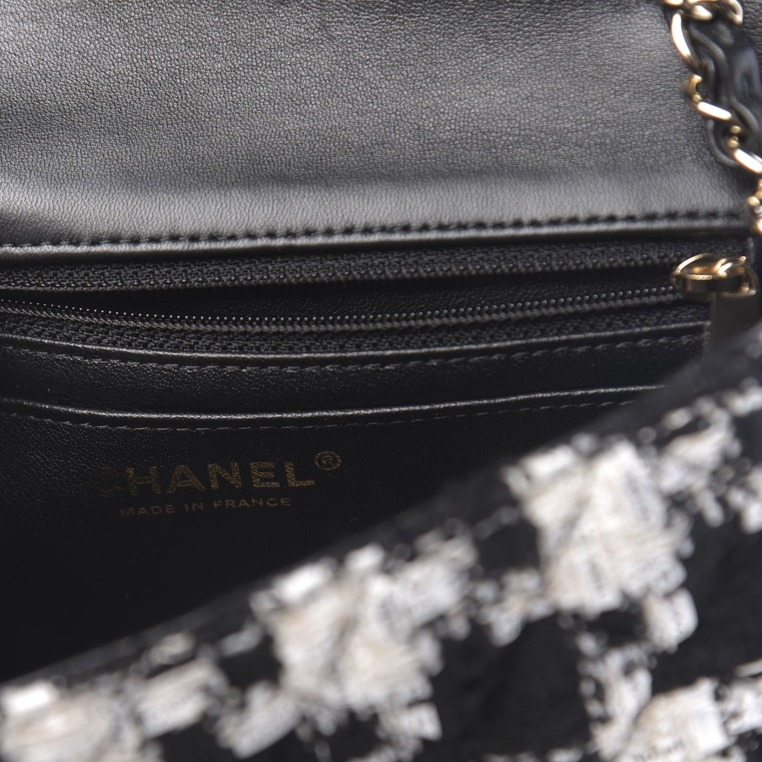 Chanel Tweed Quilted Mini Rectangular Flap Black Ecru White 6 of 11