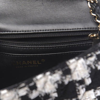 Chanel Tweed Quilted Mini Rectangular Flap Black Ecru White 6 of 11