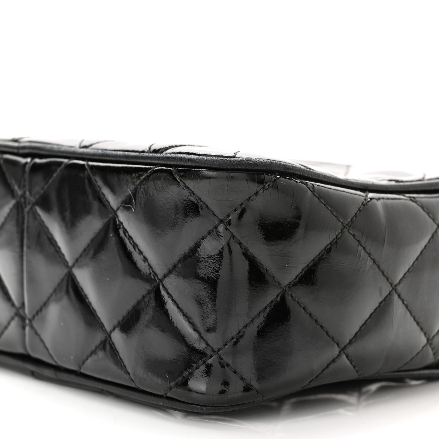 Patent Quilted Tassel Camera Case Black
