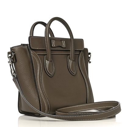 Celine Drummed Calfskin Nano Luggage Souris 2 of 15