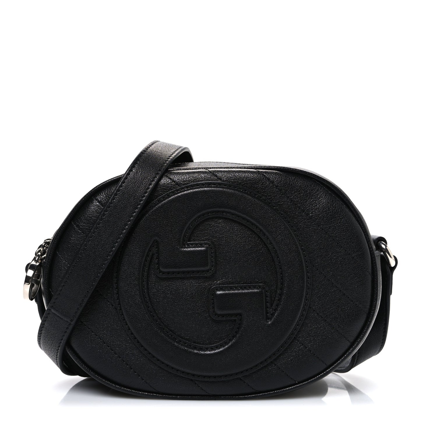 Sakai Be Green Calfskin Diagonal Stitched Mini Blondie Shoulder Bag Black