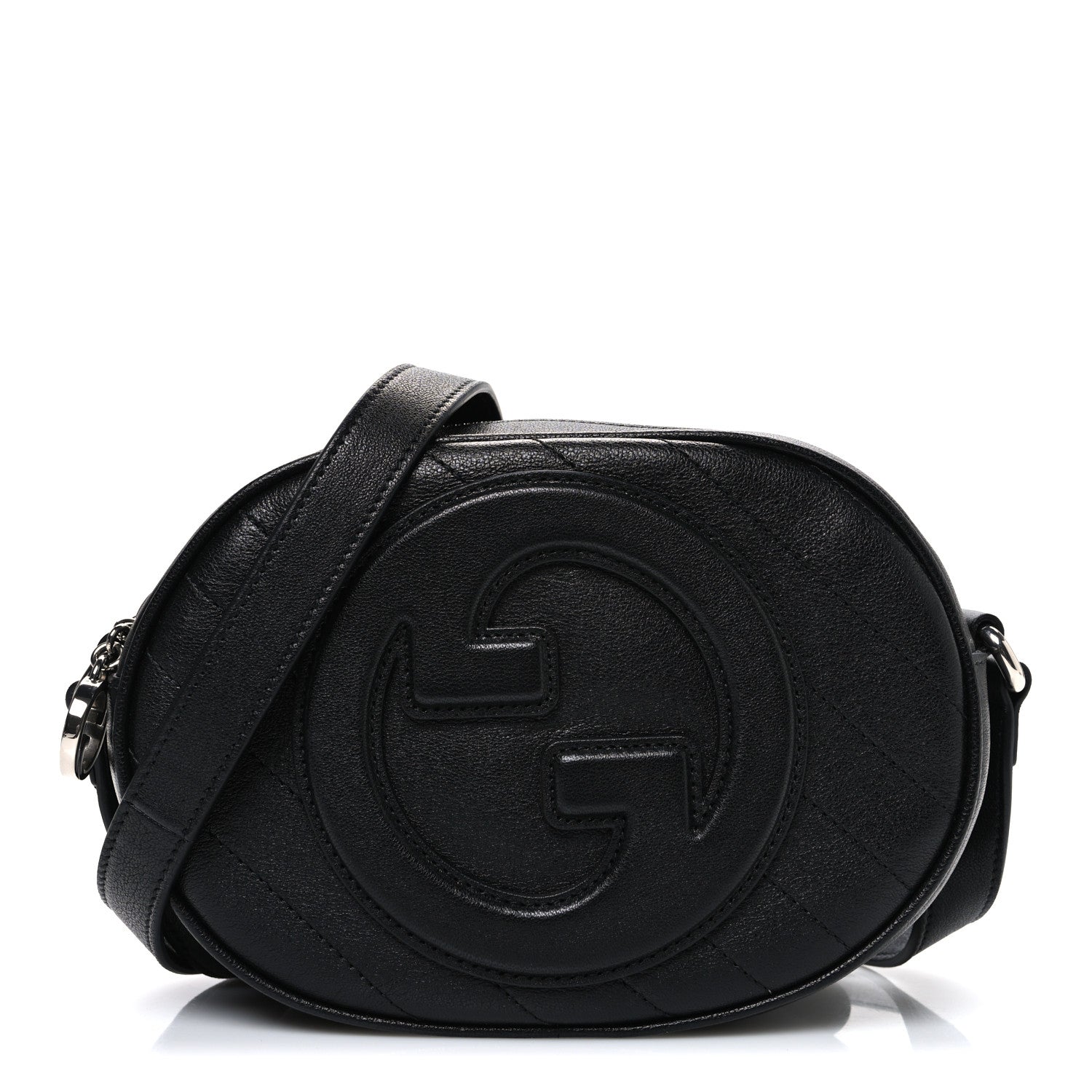 Gucci Sakai Be Green Calfskin Diagonal Stitched Mini Blondie Shoulder Bag Black 1 of 10