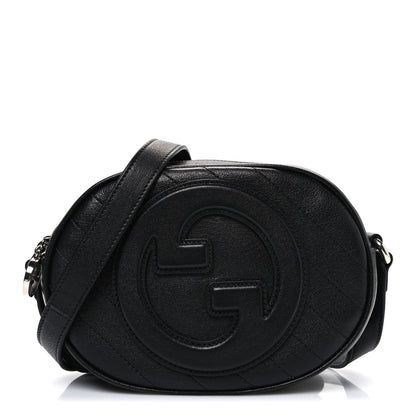 Gucci Sakai Be Green Calfskin Diagonal Stitched Mini Blondie Shoulder Bag Black 1 of 10