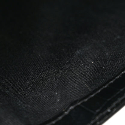 Saint Laurent Calfskin Crocodile Embossed Uptown Monogram Clutch Black 11 of 15