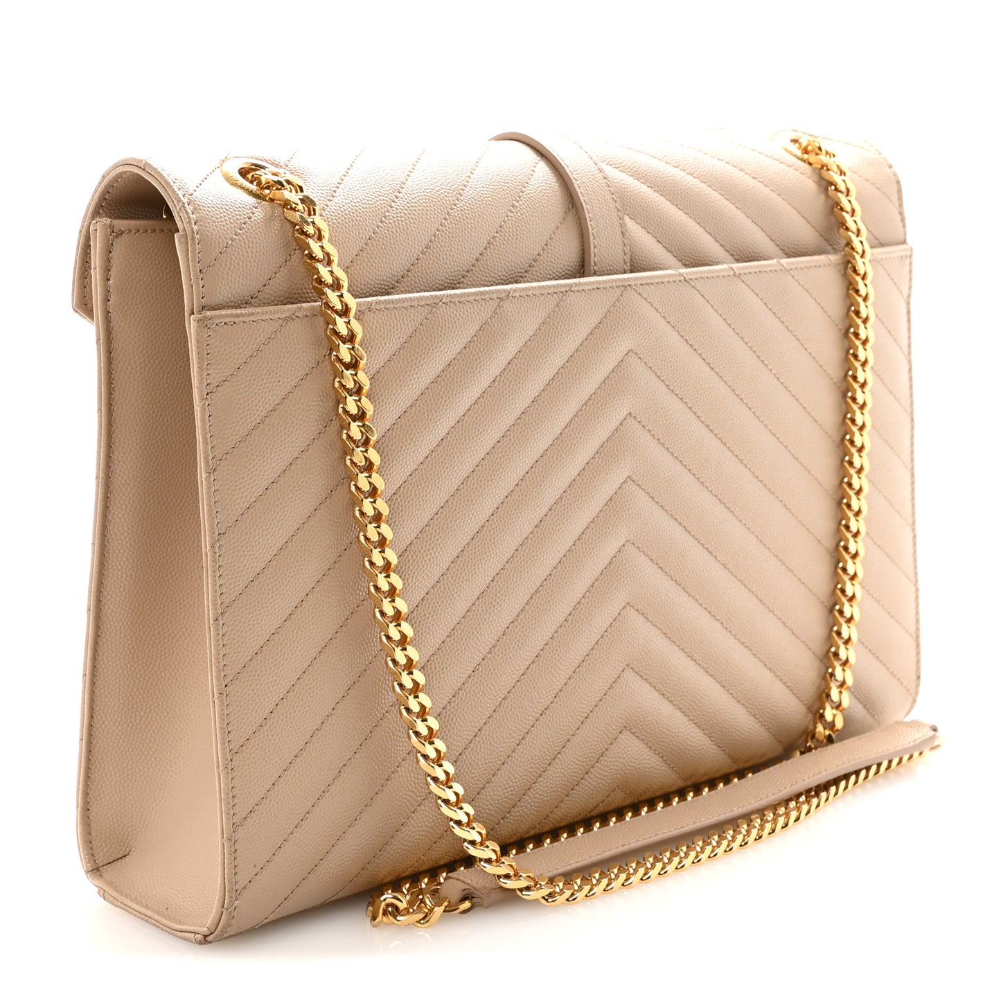 Grain De Poudre Matelasse Chevron Large Monogram Satchel Dark Beige