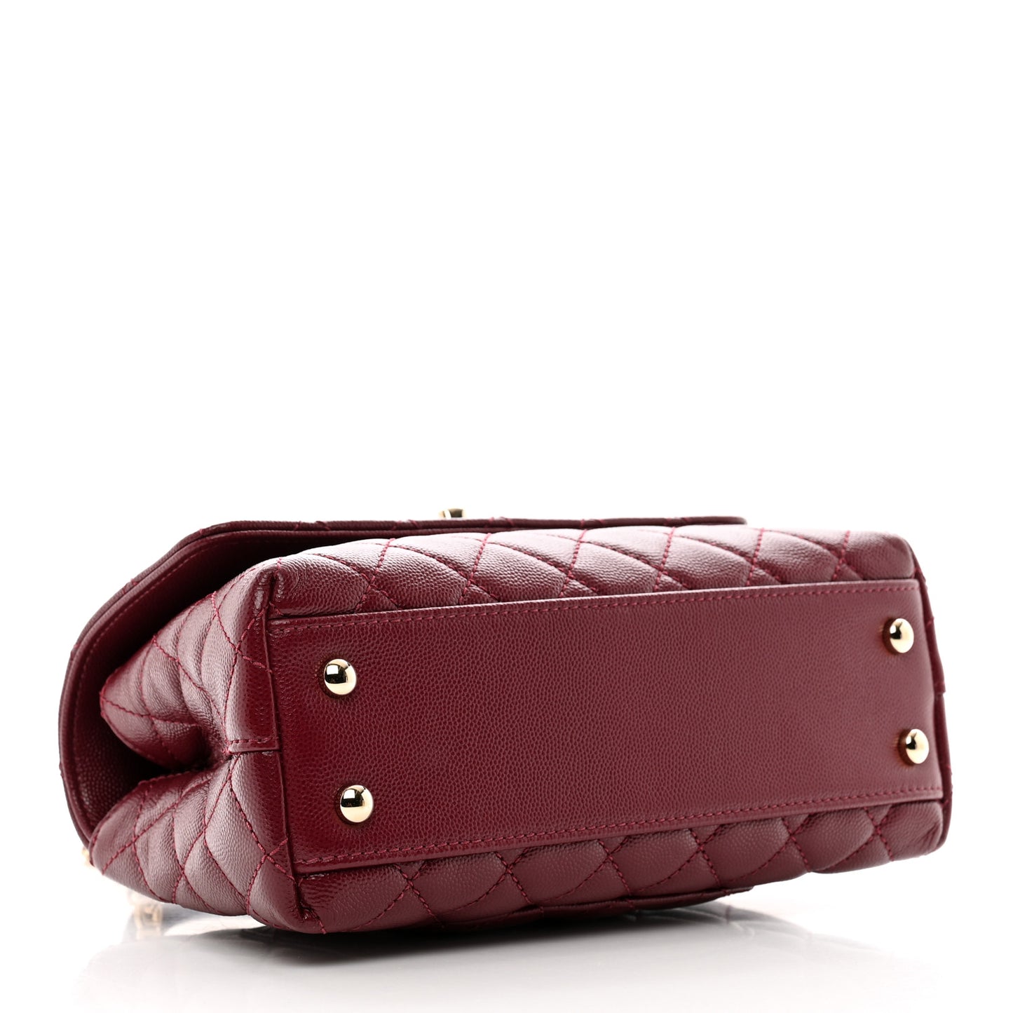 Caviar Lizard Embossed Quilted Mini Coco Handle Flap Burgundy