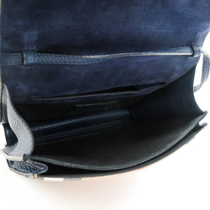 Burberry Pebbled Calfskin House Check Small Macken Crossbody Bag Ink Blue 8 of 8