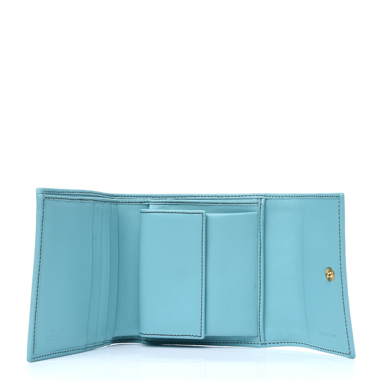 Fendi Zucchino Compact Wallet Brown Blue 5 of 18