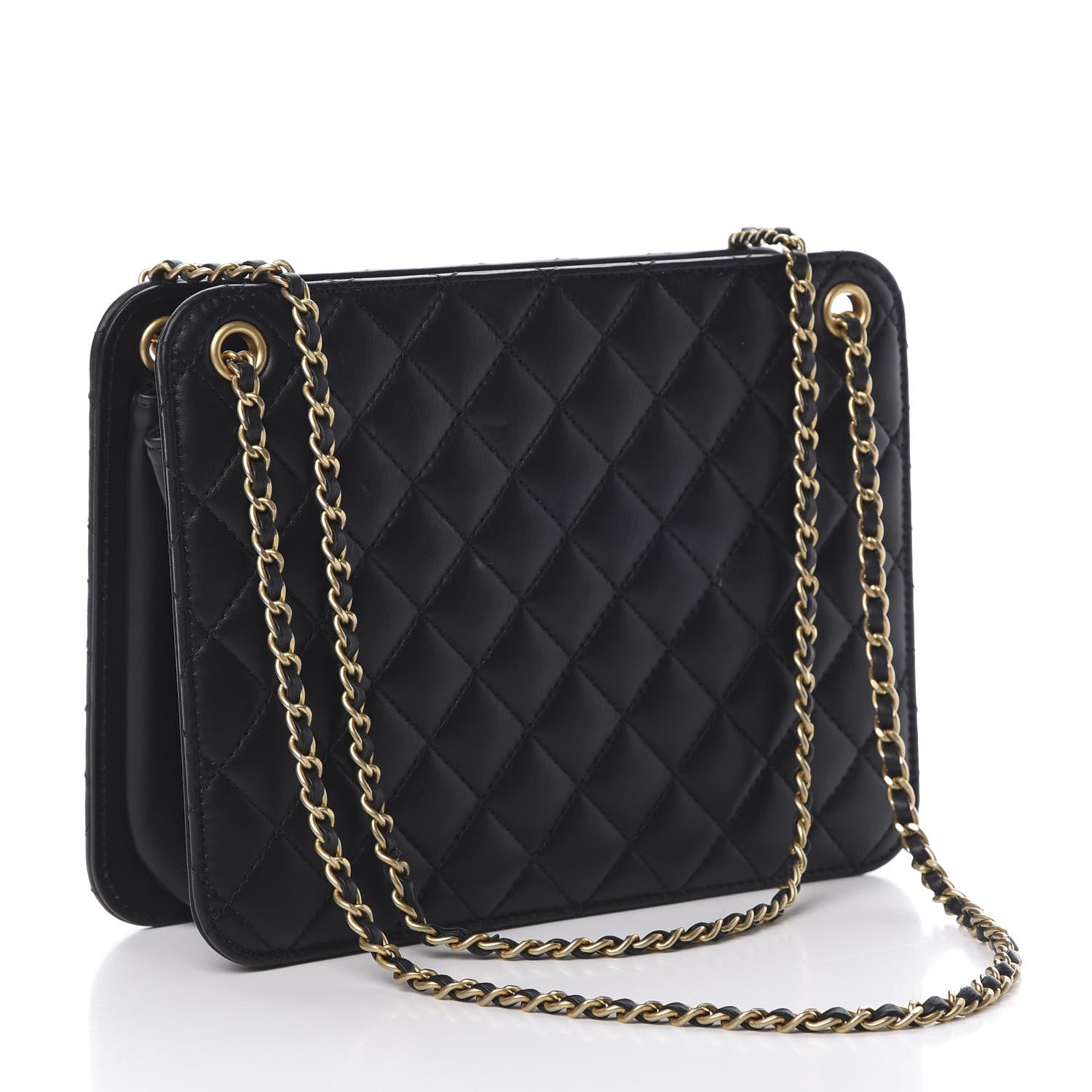 Chanel Calfskin Quilted CC Chain Accordion Tote Black 3 of 16