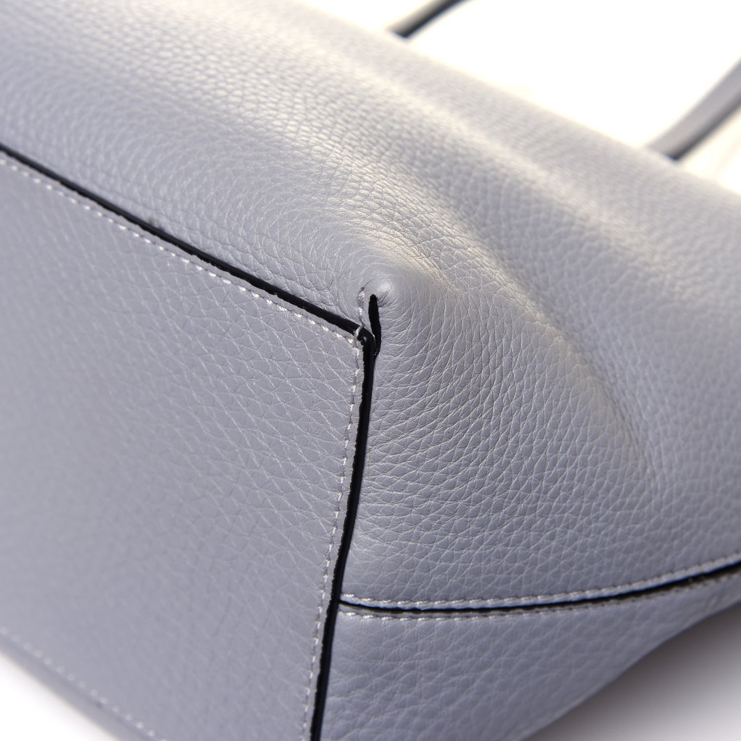 Grained Calfskin Rockstud Shoulder Tote Pastel Grey