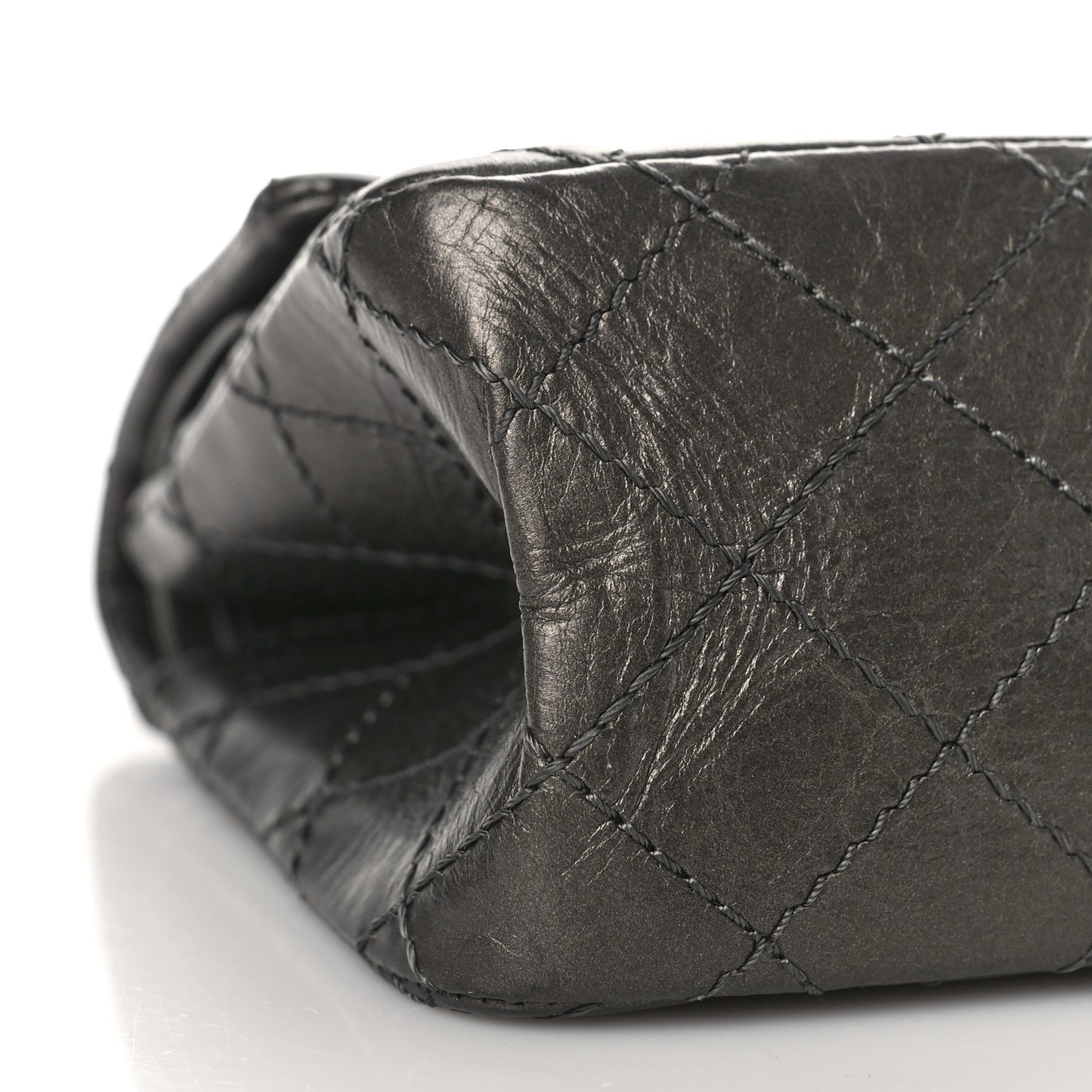 Aged Calfskin Quilted 2.55 Reissue Mini Flap Dark Silver