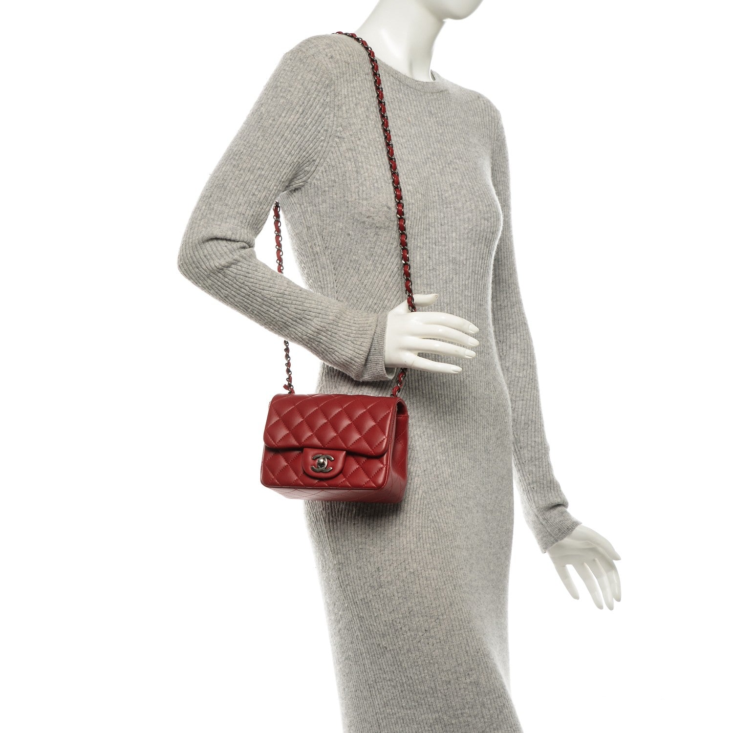 Chanel Lambskin Quilted Mini Square Flap Red 2 of 7