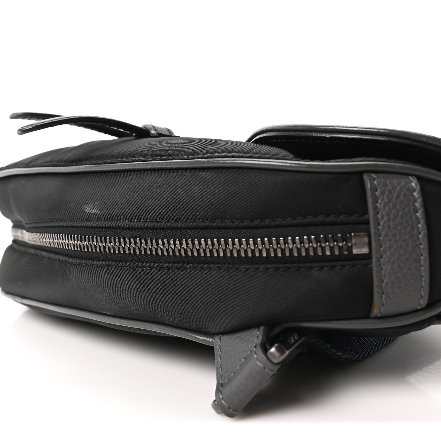 Christian Dior X Sacai Grained Calfskin Technical Fabric Mens Saddle Bag Black 9 of 9