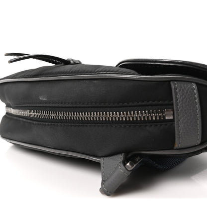 Christian Dior X Sacai Grained Calfskin Technical Fabric Mens Saddle Bag Black 9 of 9