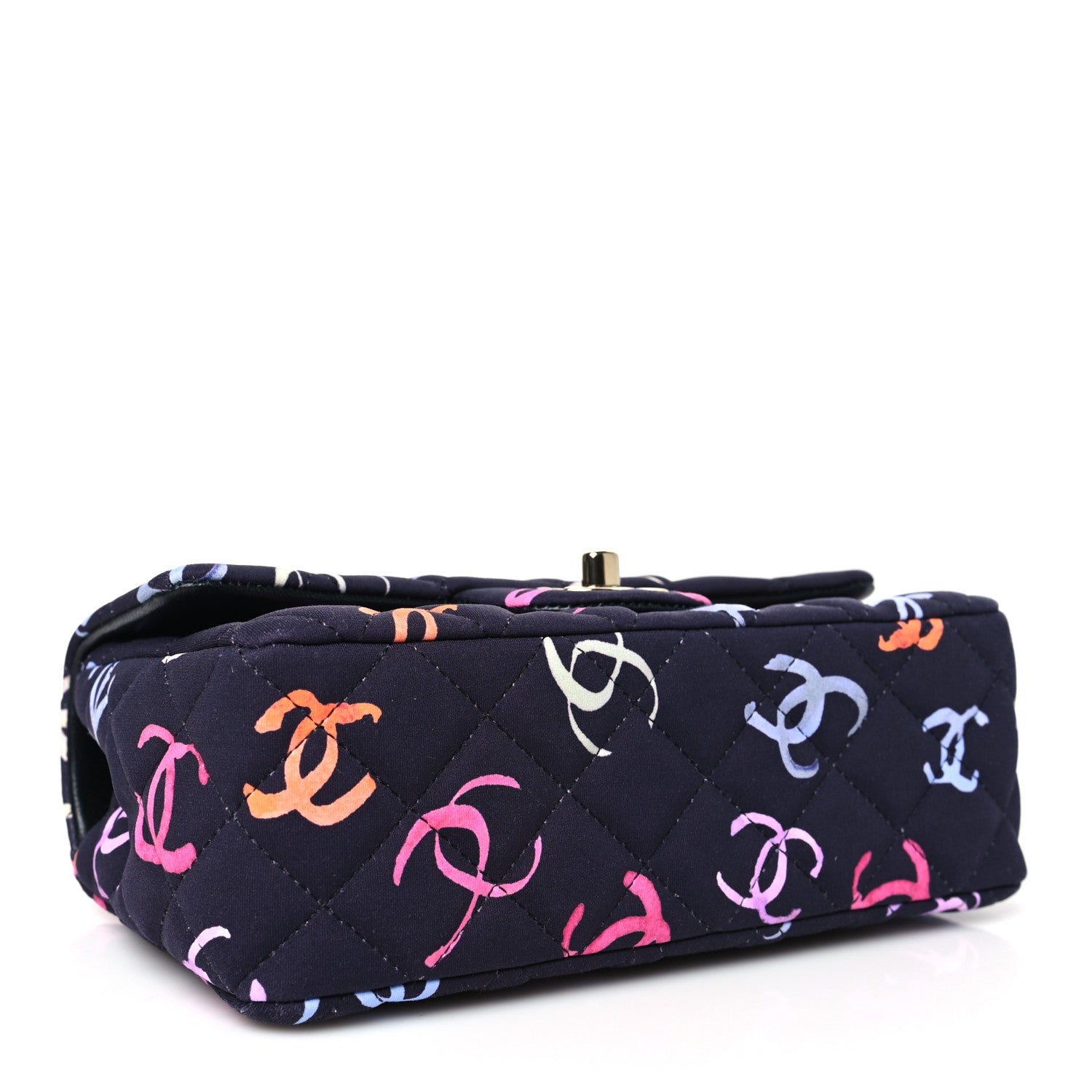 Chanel Printed Fabric Quilted Mini Rectangular Flap Black Pink Blue Yellow Orange 4 of 11