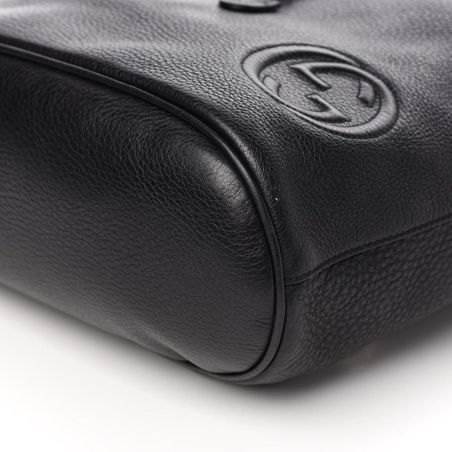 Pebbled Calfskin Small Soho Drawstring Backpack Black