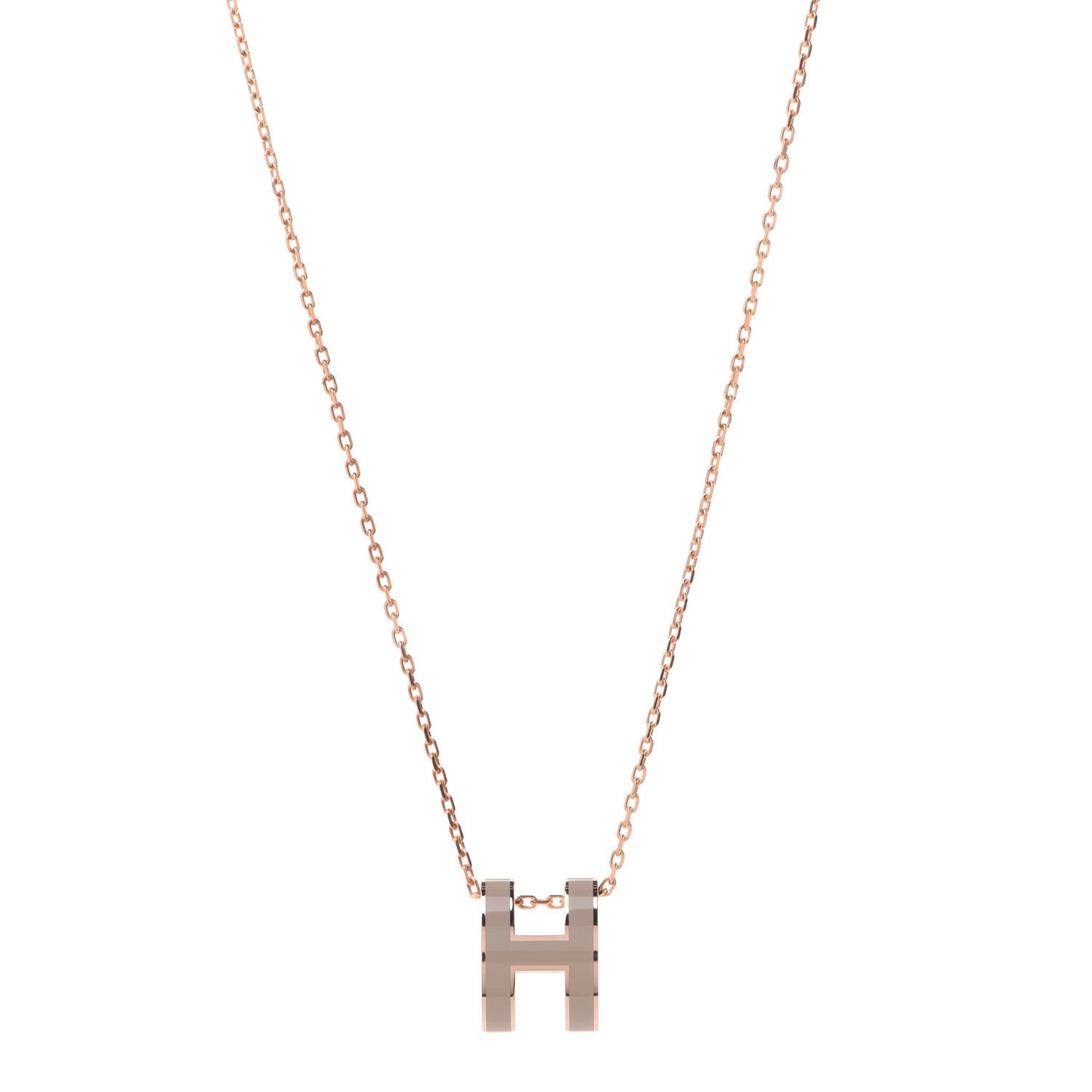 Lacquered Rose Gold Pop H Pendant Necklace Marron Glace