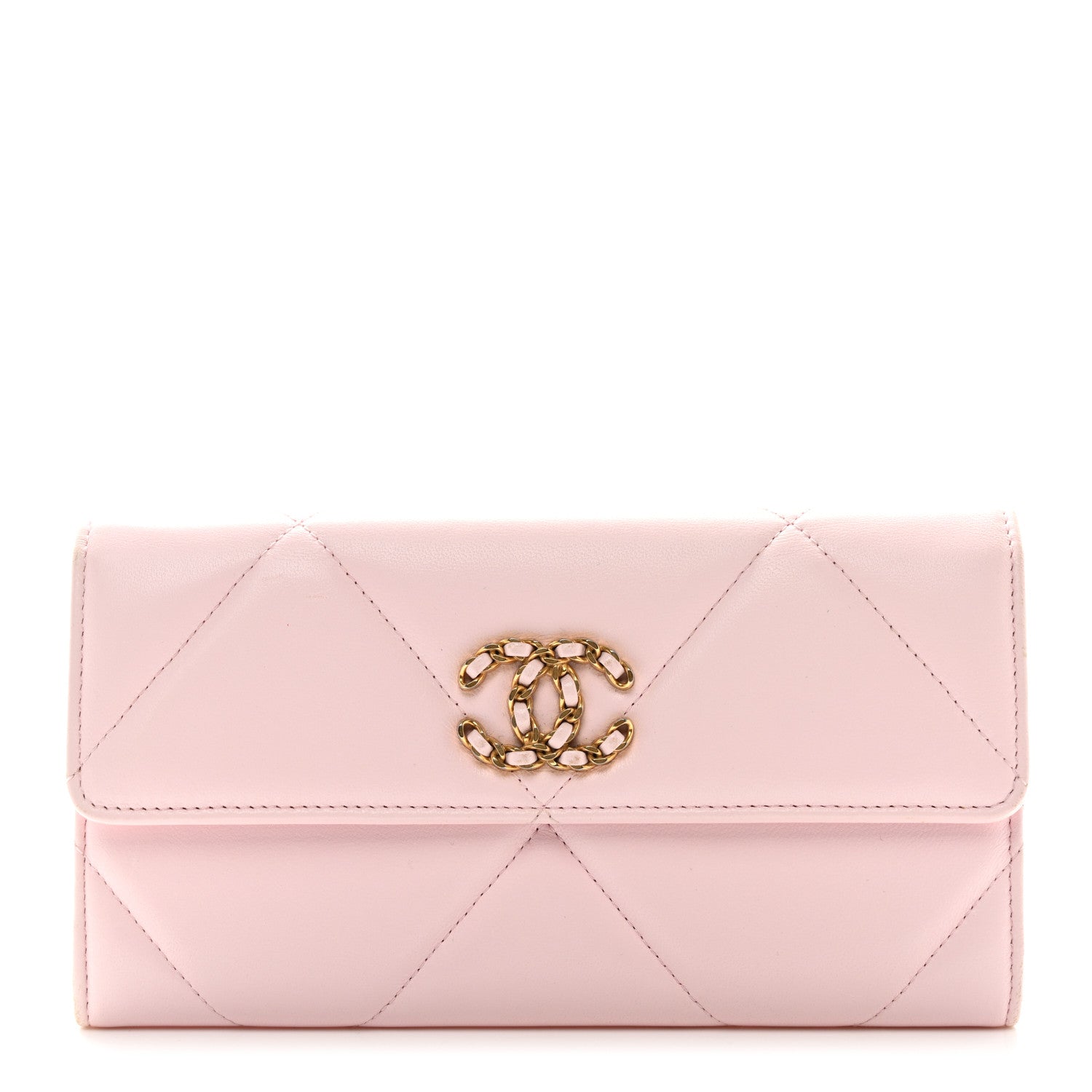 Chanel Lambskin Quilted Chanel 19 Flap Wallet Light Pink 1 of 10