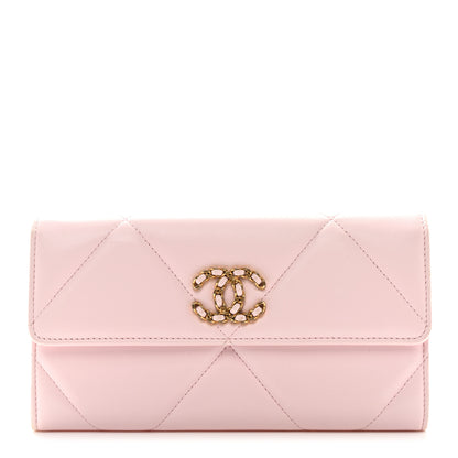 Chanel Lambskin Quilted Chanel 19 Flap Wallet Light Pink 1 of 10