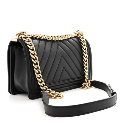 Chanel Lambskin Chevron Quilted Medium Boy Flap Black 3 of 10