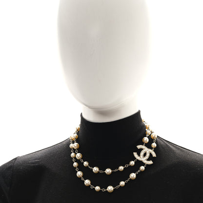 Chanel Pearl Quilted CC Long Necklace Light Gold 2 of 6